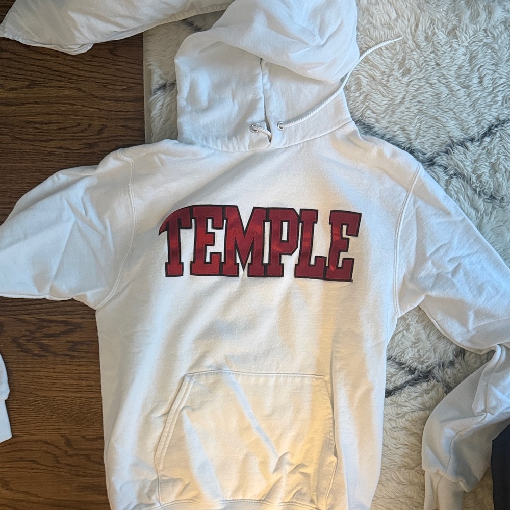 Champion White Hoodie with Red Accents